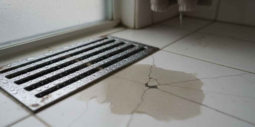 Visible moisture, condensation, or water stains around the vent